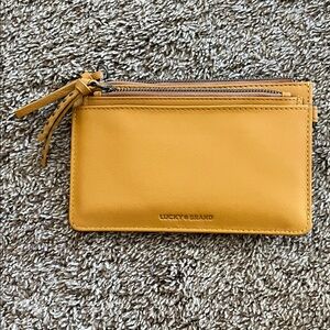 Lucky Brand Yellow Leather Zip Card Wallet
